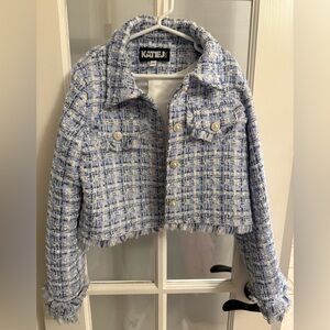 Katie J NYC Light Blue Tweed Blazer